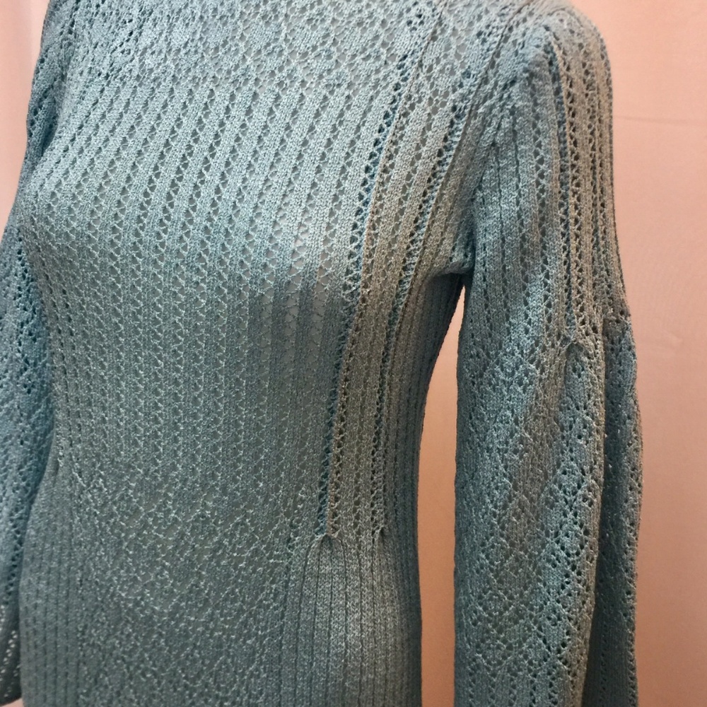 WEDDING & FORMAL GOWN - CROCHET -SZ MED AQUA NWOT